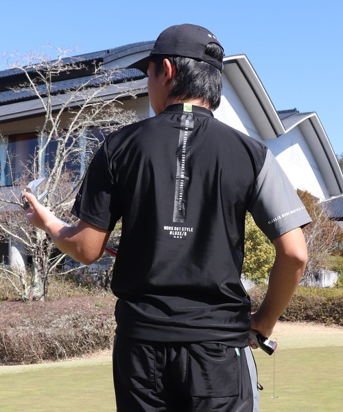 LUXE/R GOLF(ラグジュ ゴルフ)の「(RM)【LUXE/R GOLF】ストレッチ スムース ロゴ ハイネック バイカラー Tシャツ(Tシャツ/カットソー・メンズ・ネイビー/チャコールグレー/ブラック/ホワイト・X-LARGE/LARGE/MEDIUM)」の9枚目の写真