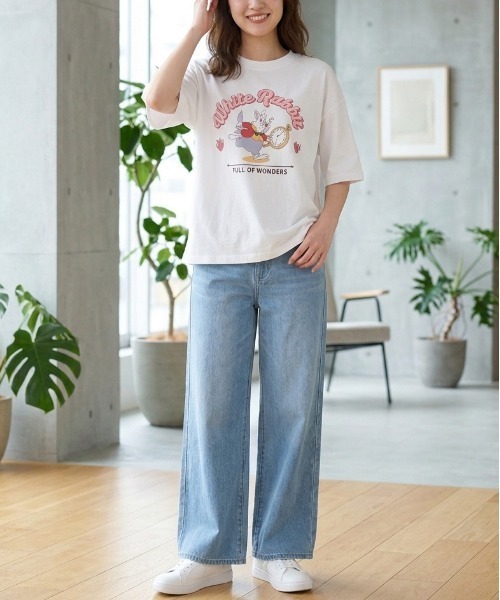 Disney(ディズニー)の「【DISNEY/ディズニー】キャラクタープリント半袖Tシャツ(WIDEシルエット)(Tシャツ/カットソー・レディース・ミント/オフホワイト/オレンジ/ラベンダー・LARGE/MEDIUM)」の8枚目の写真