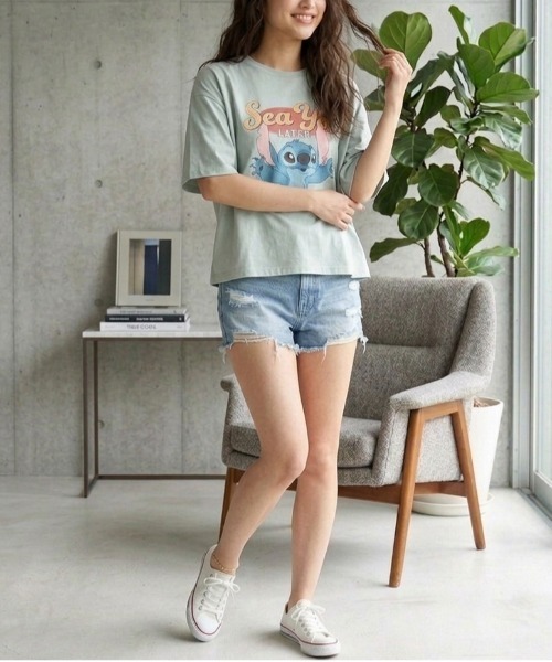 Disney(ディズニー)の「【DISNEY/ディズニー】キャラクタープリント半袖Tシャツ(WIDEシルエット)(Tシャツ/カットソー・レディース・ミント/オフホワイト/オレンジ/ラベンダー・LARGE/MEDIUM)」の12枚目の写真