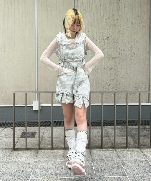Candy Stripper(キャンディストリッパー)の「RIBBON BORDER SHORT パンツ(その他パンツ・レディース・ブラック/グレー/ライトグレー・FREE)」の5枚目の写真
