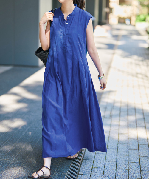 Spick & Span（スピックアンドスパン）の「《手洗い可 / 》C/Rボイルタックノースリーブワンピース（ワンピース・レディース・ホワイト系その他/ブラック/ブルー・36/38）」の18枚目の写真