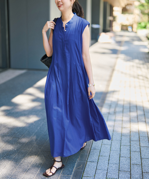 Spick & Span（スピックアンドスパン）の「《手洗い可 / 》C/Rボイルタックノースリーブワンピース（ワンピース・レディース・ホワイト系その他/ブラック/ブルー・36/38）」の19枚目の写真