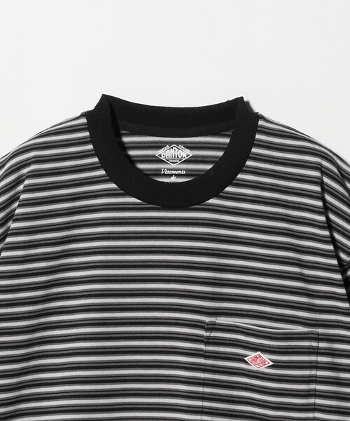 DANTON(ダントン)の「<DANTON>ポケット ボーダー Tシャツ(Tシャツ/カットソー・メンズ・オフホワイト/ターコイズブルー系/ダークグレー・L/M/XL)」の7枚目の写真