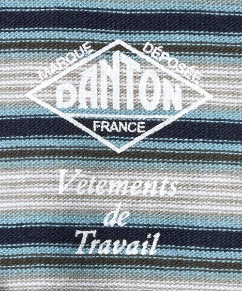 DANTON(ダントン)の「<DANTON>ポケット ボーダー Tシャツ(Tシャツ/カットソー・メンズ・オフホワイト/ターコイズブルー系/ダークグレー・L/M/XL)」の5枚目の写真