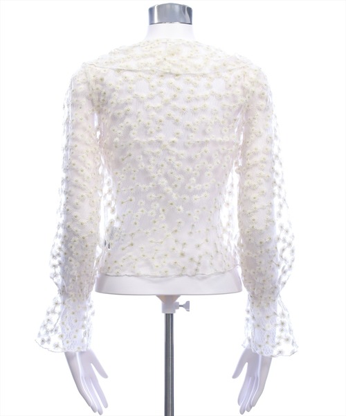 clear（クリア）の「フラワーレースカーディガン［骨格ウェーブ/シアー/刺繍/リボン］（カーディガン/ボレロ・レディース・オフホワイト・F）」の7枚目の写真
