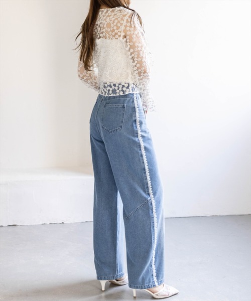 clear（クリア）の「フラワーレースカーディガン［骨格ウェーブ/シアー/刺繍/リボン］（カーディガン/ボレロ・レディース・オフホワイト・F）」の3枚目の写真