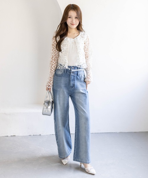 clear（クリア）の「フラワーレースカーディガン［骨格ウェーブ/シアー/刺繍/リボン］（カーディガン/ボレロ・レディース・オフホワイト・F）」の15枚目の写真