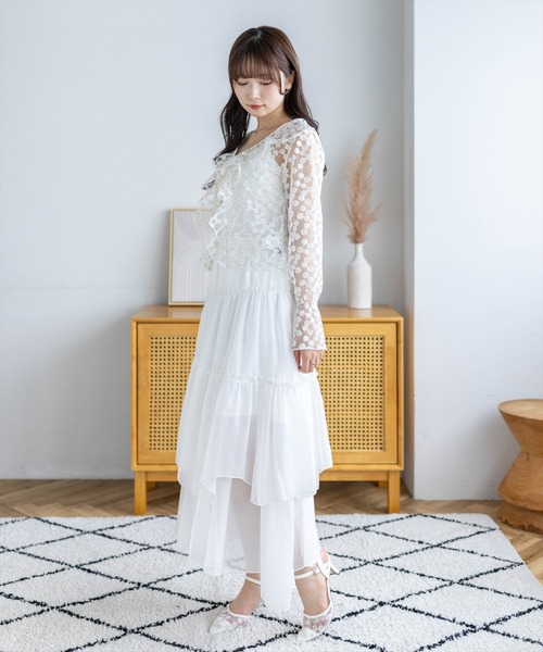 clear（クリア）の「フラワーレースカーディガン［骨格ウェーブ/シアー/刺繍/リボン］（カーディガン/ボレロ・レディース・オフホワイト・F）」の21枚目の写真