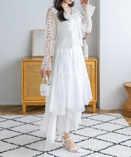 clear（クリア）の「フラワーレースカーディガン［骨格ウェーブ/シアー/刺繍/リボン］（カーディガン/ボレロ・レディース・オフホワイト・F）」の22枚目の写真