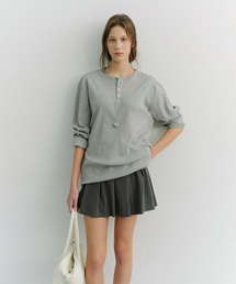 UNISEX HENLEY-NECK T-SHIRT_UDTS6A109_MELANGE GREY