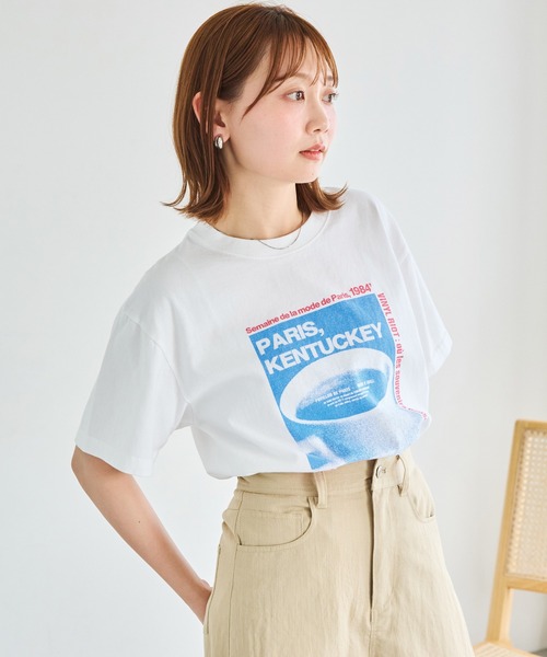 TRICOMER(トリコメル)の「【TRICOMER】ヴィンテージライク プリントロゴTシャツ|PARIS KENTUCKY(Tシャツ/カットソー・レディース・ホワイト・F)」の18枚目の写真