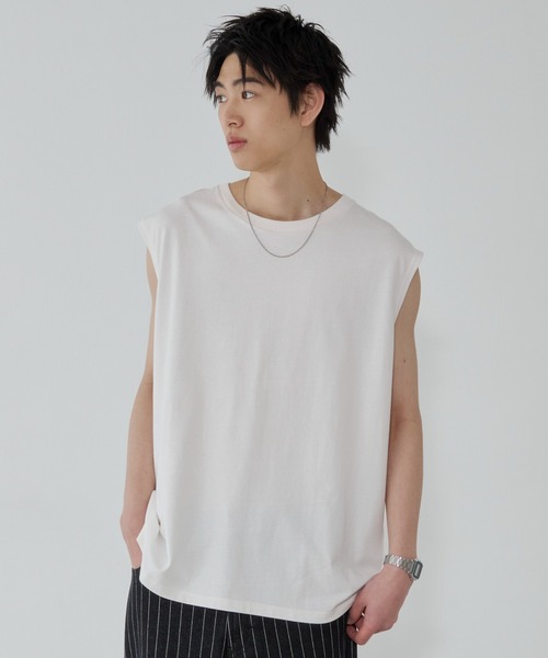 WEGO(ウィゴー)の「WEGO/【26年春夏新作】コットンクルーネックT(タンクトップ・メンズ・ブラック系その他/ホワイト/ブラック・MEDIUM/LARGE)」の5枚目の写真