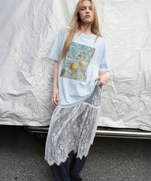 Layered Shirring Lace Skirt - Off White
