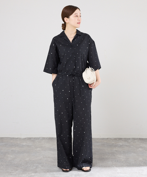 IENA(イエナ)の「別注 COUTURE D'ADAM/クチュールドアダム Tiered Jamp suit 26SS-278(つなぎ/オールインワン・レディース・ブラック・FREE)」の2枚目の写真