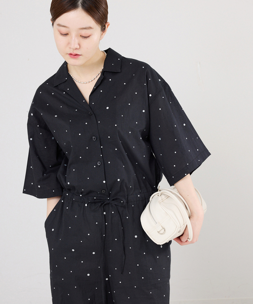 IENA(イエナ)の「別注 COUTURE D'ADAM/クチュールドアダム Tiered Jamp suit 26SS-278(つなぎ/オールインワン・レディース・ブラック・FREE)」の3枚目の写真