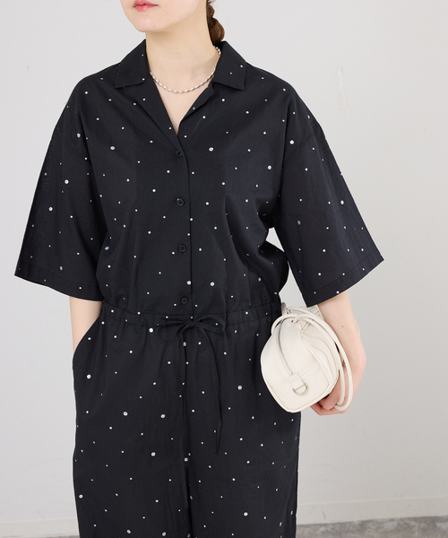 IENA(イエナ)の「別注 COUTURE D'ADAM/クチュールドアダム Tiered Jamp suit 26SS-278(つなぎ/オールインワン・レディース・ブラック・FREE)」の4枚目の写真