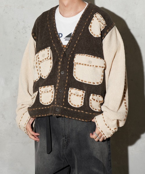 PHINGERIN(フィンガリン)の「PHINGERIN / フィンガリン PG1 POCKET CARDIGAN (PD-252-KN-021)(カーディガン/ボレロ・メンズ・ベージュ・LARGE)」の2枚目の写真