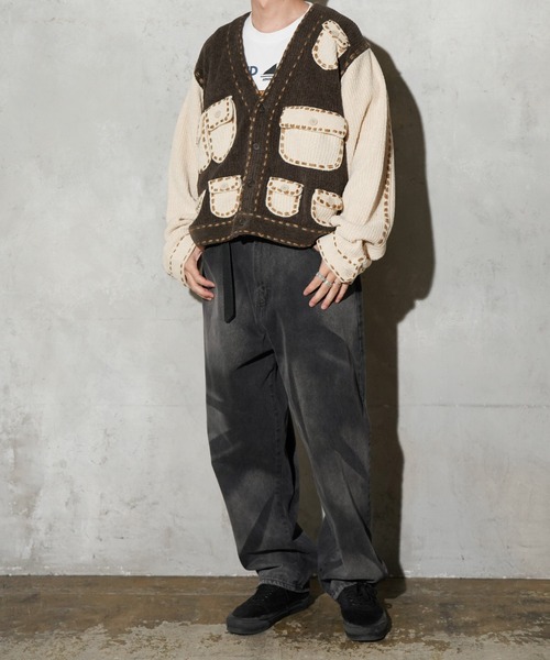 PHINGERIN(フィンガリン)の「PHINGERIN / フィンガリン PG1 POCKET CARDIGAN (PD-252-KN-021)(カーディガン/ボレロ・メンズ・ベージュ・LARGE)」の3枚目の写真