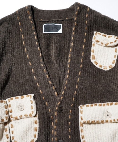 PHINGERIN(フィンガリン)の「PHINGERIN / フィンガリン PG1 POCKET CARDIGAN (PD-252-KN-021)(カーディガン/ボレロ・メンズ・ベージュ・LARGE)」の6枚目の写真