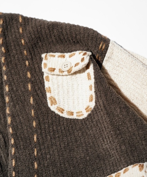 PHINGERIN(フィンガリン)の「PHINGERIN / フィンガリン PG1 POCKET CARDIGAN (PD-252-KN-021)(カーディガン/ボレロ・メンズ・ベージュ・LARGE)」の7枚目の写真
