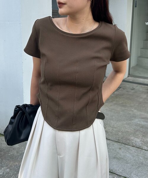 CAPRICIEUX LE'MAGE(カプリシューレマージュ)の「コルセットT(Tシャツ/カットソー・レディース・ホワイト/イエロー/ブラウン/ブラック・FREE)」の3枚目の写真