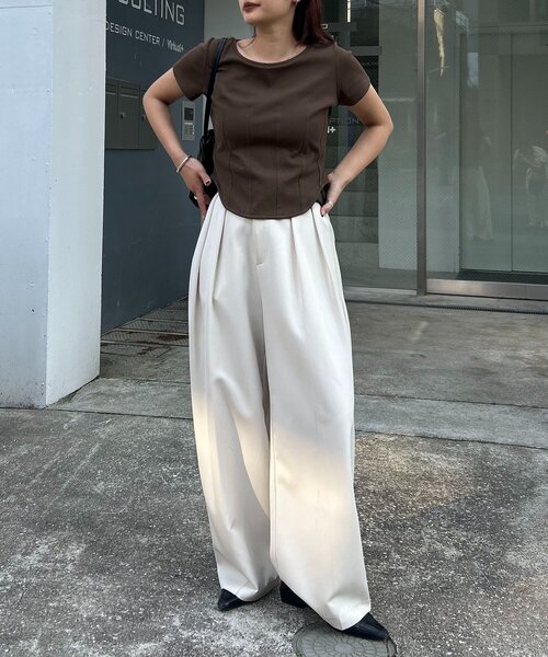 CAPRICIEUX LE'MAGE(カプリシューレマージュ)の「コルセットT(Tシャツ/カットソー・レディース・ホワイト/イエロー/ブラウン/ブラック・FREE)」の6枚目の写真