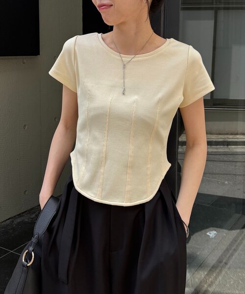 CAPRICIEUX LE'MAGE(カプリシューレマージュ)の「コルセットT(Tシャツ/カットソー・レディース・ホワイト/イエロー/ブラウン/ブラック・FREE)」の9枚目の写真