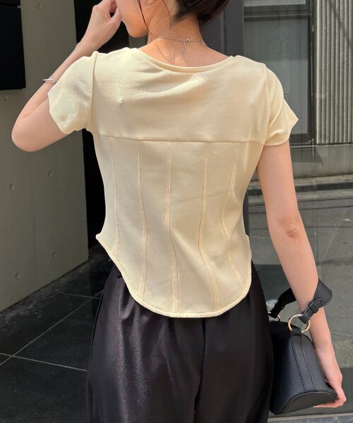 CAPRICIEUX LE'MAGE(カプリシューレマージュ)の「コルセットT(Tシャツ/カットソー・レディース・ホワイト/イエロー/ブラウン/ブラック・FREE)」の5枚目の写真