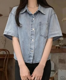 ショート丈 デニムシャツ