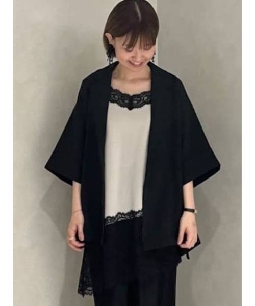 Te chichi(テチチ)の「麻調ハーフスリーブジャケット(ノーカラージャケット・レディース・グレー/ベージュ/ブラック・F)」の18枚目の写真