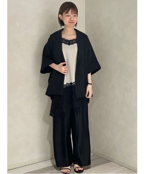 Te chichi(テチチ)の「麻調ハーフスリーブジャケット(ノーカラージャケット・レディース・グレー/ベージュ/ブラック・F)」の16枚目の写真