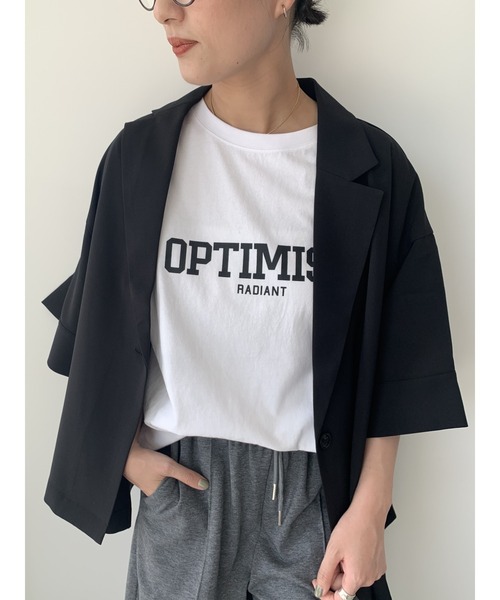 Te chichi(テチチ)の「麻調ハーフスリーブジャケット(ノーカラージャケット・レディース・グレー/ベージュ/ブラック・F)」の13枚目の写真