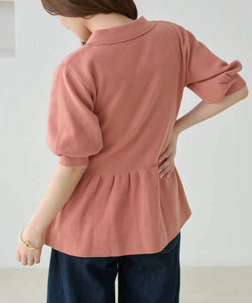 apres jour clair(アプレジュールクレア)の「【apres jour clair】イレヘムペプラムニット(Tシャツ/カットソー・レディース・アイボリー/ネイビー/サーモンピンク・X-LARGE/フリー)」の20枚目の写真