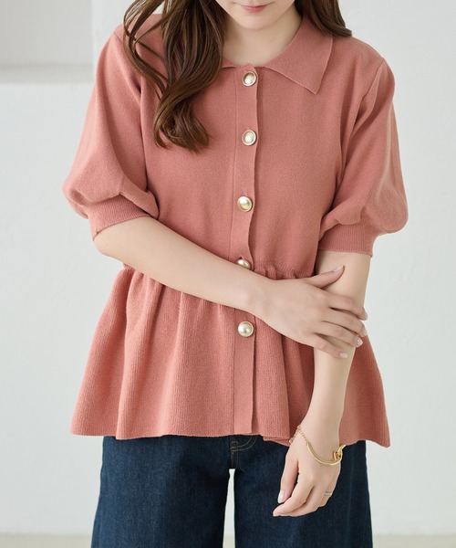apres jour clair(アプレジュールクレア)の「【apres jour clair】イレヘムペプラムニット(Tシャツ/カットソー・レディース・アイボリー/ネイビー/サーモンピンク・X-LARGE/フリー)」の18枚目の写真