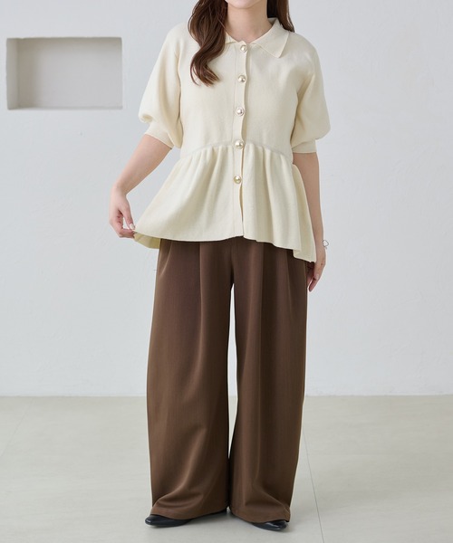 apres jour clair(アプレジュールクレア)の「【apres jour clair】イレヘムペプラムニット(Tシャツ/カットソー・レディース・アイボリー/ネイビー/サーモンピンク・X-LARGE/フリー)」の11枚目の写真
