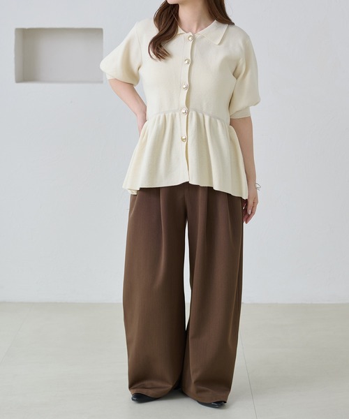 apres jour clair(アプレジュールクレア)の「【apres jour clair】イレヘムペプラムニット(Tシャツ/カットソー・レディース・アイボリー/ネイビー/サーモンピンク・X-LARGE/フリー)」の14枚目の写真