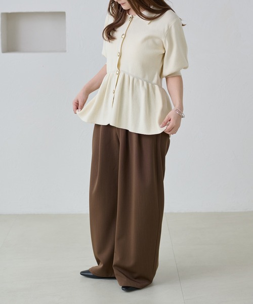apres jour clair(アプレジュールクレア)の「【apres jour clair】イレヘムペプラムニット(Tシャツ/カットソー・レディース・アイボリー/ネイビー/サーモンピンク・X-LARGE/フリー)」の15枚目の写真