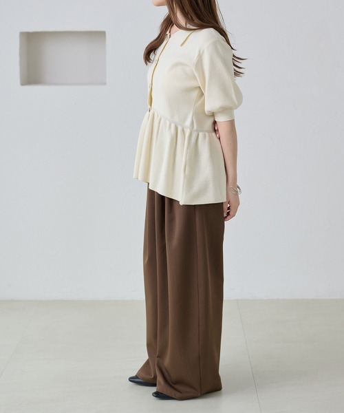 apres jour clair(アプレジュールクレア)の「【apres jour clair】イレヘムペプラムニット(Tシャツ/カットソー・レディース・アイボリー/ネイビー/サーモンピンク・X-LARGE/フリー)」の12枚目の写真
