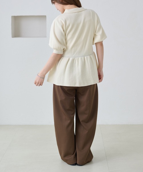 apres jour clair(アプレジュールクレア)の「【apres jour clair】イレヘムペプラムニット(Tシャツ/カットソー・レディース・アイボリー/ネイビー/サーモンピンク・X-LARGE/フリー)」の13枚目の写真