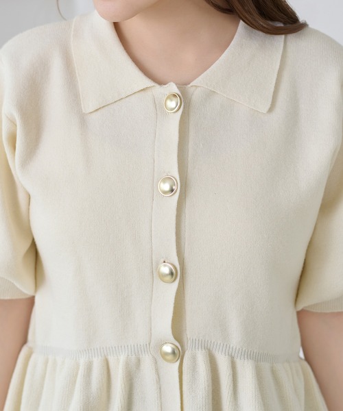 apres jour clair(アプレジュールクレア)の「【apres jour clair】イレヘムペプラムニット(Tシャツ/カットソー・レディース・アイボリー/ネイビー/サーモンピンク・X-LARGE/フリー)」の9枚目の写真