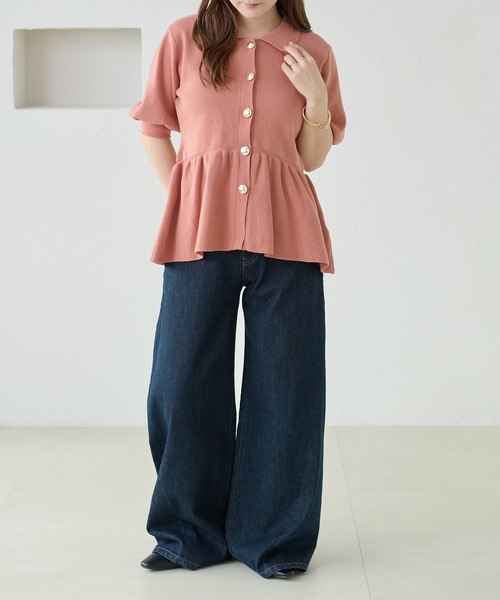 apres jour clair(アプレジュールクレア)の「【apres jour clair】イレヘムペプラムニット(Tシャツ/カットソー・レディース・アイボリー/ネイビー/サーモンピンク・X-LARGE/フリー)」の22枚目の写真