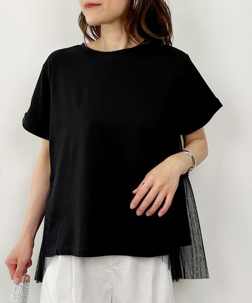 LUGIVA(ルギヴァ)の「後ろチュールプリーツTシャツ(Tシャツ/カットソー・レディース・ブラック/オフホワイト・M)」の15枚目の写真