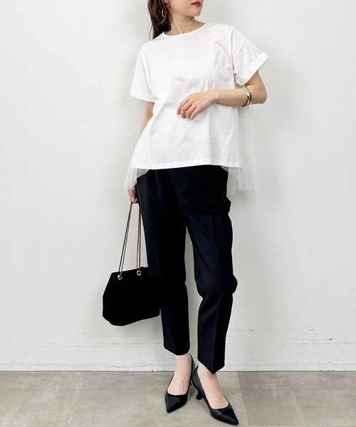 LUGIVA(ルギヴァ)の「後ろチュールプリーツTシャツ(Tシャツ/カットソー・レディース・ブラック/オフホワイト・M)」の8枚目の写真