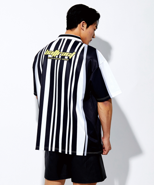 BATTRACT（バトラクト）の「カラーフットボールオーバーサイズ半袖ジャージ_ブラック（イエロー）（Tシャツ/カットソー・メンズ・ブラック・1/2）」の3枚目の写真