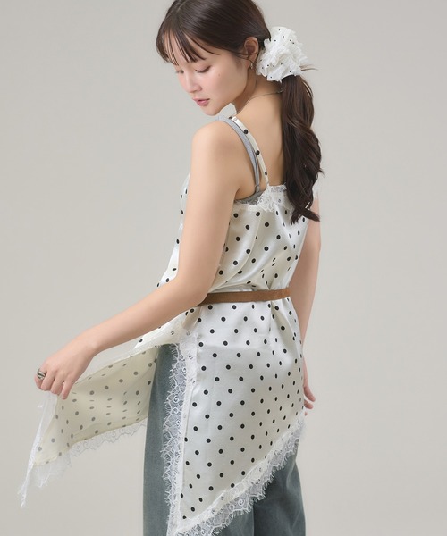 apres jour mignon(アプレジュールミニョン)の「アシメレースレイヤードキャミチュニック(キャミソール・レディース・ブラウン系その他/アイボリー/ベージュ系その他・LARGE/フリー)」の7枚目の写真