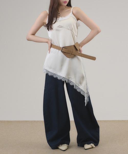 apres jour mignon(アプレジュールミニョン)の「アシメレースレイヤードキャミチュニック(キャミソール・レディース・ブラウン系その他/アイボリー/ベージュ系その他・LARGE/フリー)」の16枚目の写真