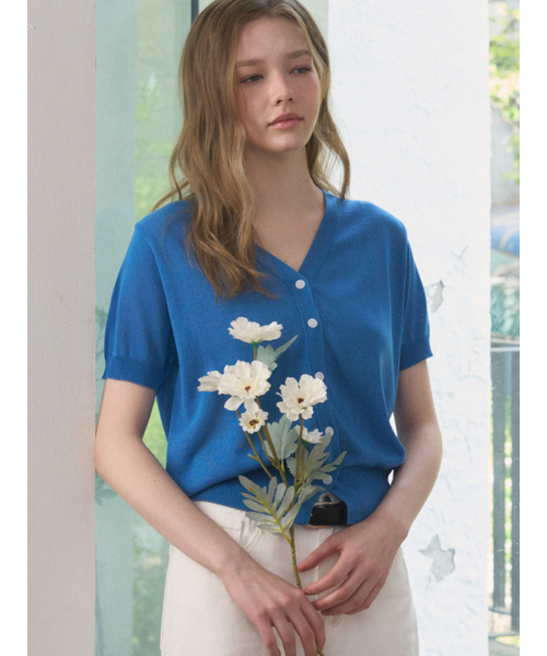 EIGHT DAYS A WEEK（エイト・デイズ・ア・ウィーク）の「AD710クーリング半袖カーディガン ブルー（ニット/セーター・レディース・その他・FREE）」の2枚目の写真