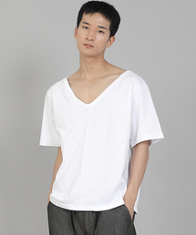 無地BIG Vネック16sコットン半袖TシャツBIGV-893ホワイト
