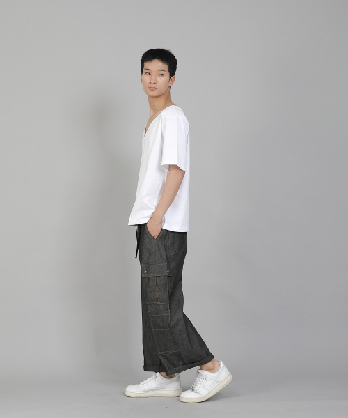 SAINTCREW(セントクルー)の「無地BIG Vネック16sコットン半袖TシャツBIGV-893ホワイト(Tシャツ/カットソー・メンズ・その他・LARGE/MEDIUM/X-LARGE/XX-LARGE/XXXX-LARGE/XXX-LARGE)」の3枚目の写真