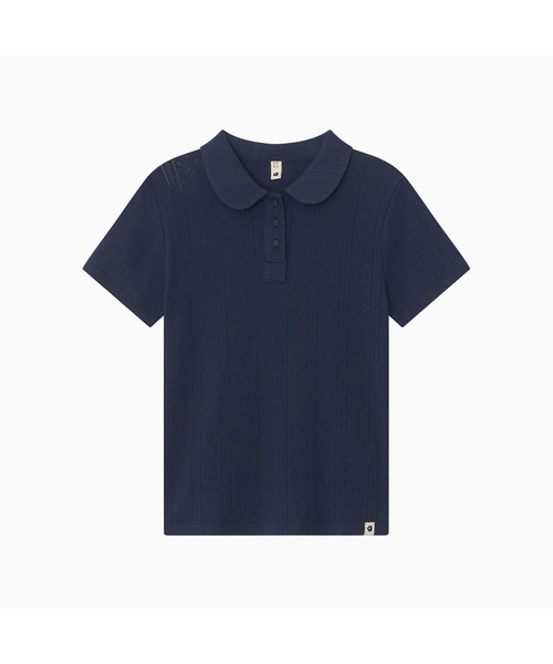 OHESHIO(オヘシオ)の「ROUND COLLAR JACQUARD PUNCHING TEE, NAVY(Tシャツ/カットソー・レディース・その他・FREE)」の1枚目の写真